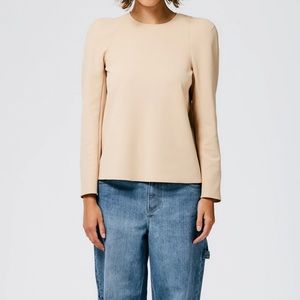 Tibi Structured Crepe Sculpted Shoulder Top